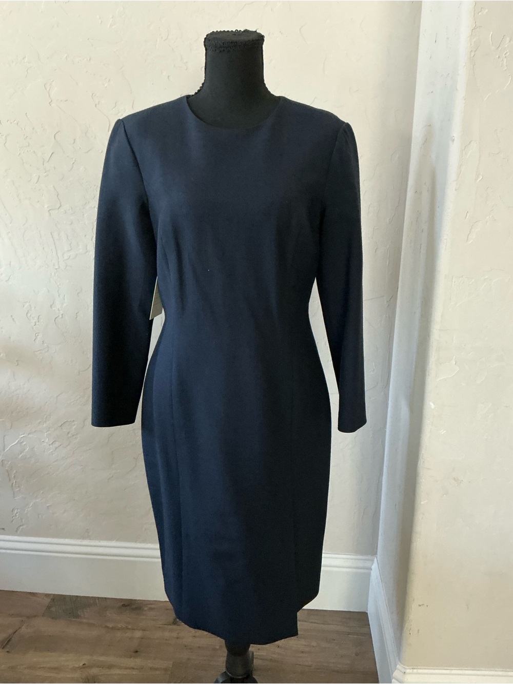Suit Studio Navy Long Sleeve Ponte Sheath Dress